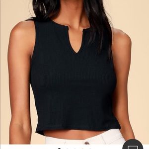 Lulus Miracle Black Ribbed Crop Top